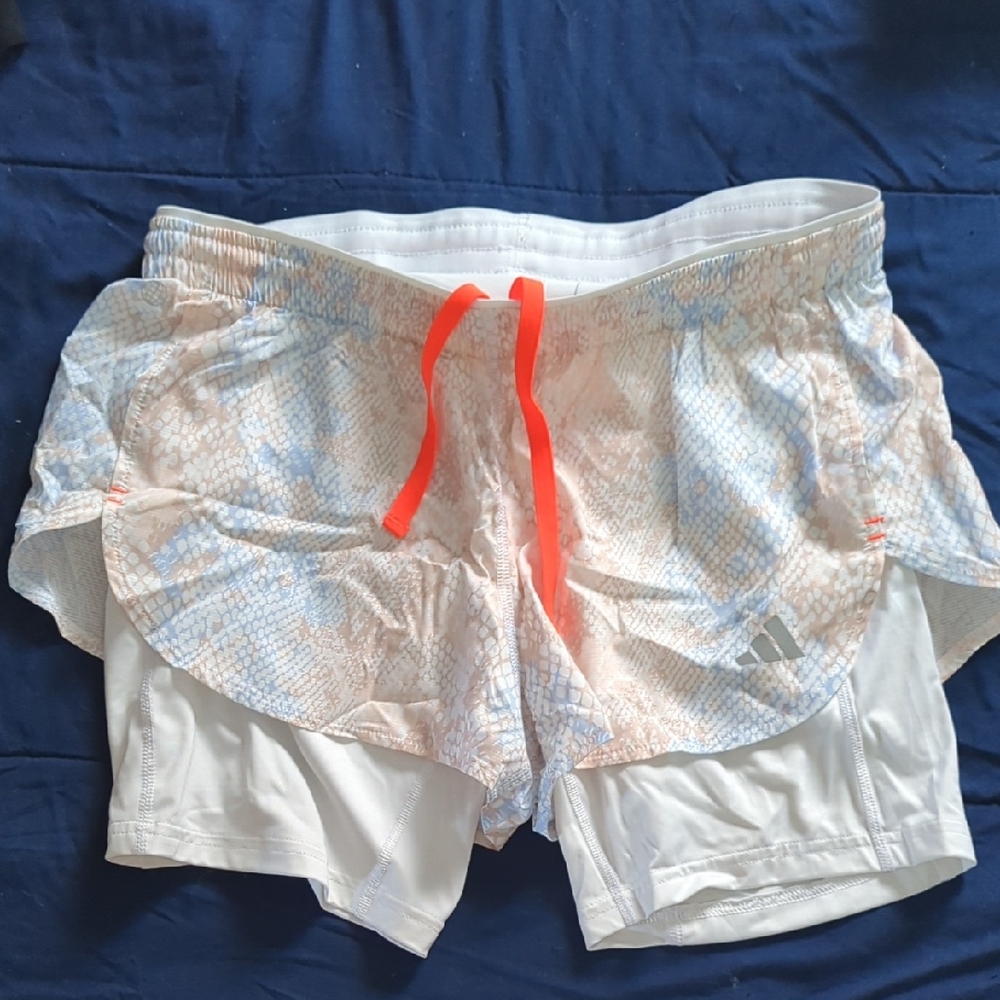 Adidas White and Blue Snake Print Shorts